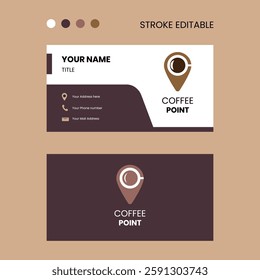 Coffee symbol with location style and business card design template, 