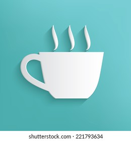 Coffee symbol on blue background,clean vector