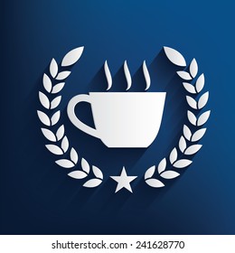 Coffee symbol on blue background,clean vector