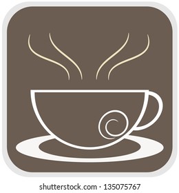 Coffee symbol sign in the brown background illustration