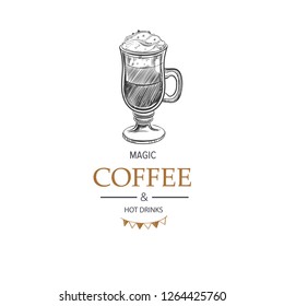 Coffee symbol. Vector hand drawn illustrations.  Sketch style. Isolated objects
