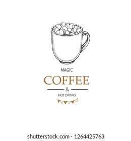 Coffee symbol. Vector hand drawn illustrations.  Sketch style. Isolated objects