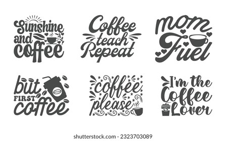 Coffee T shirt Design Bundle, Vector Coffee T shirt  design, Coffee shirt,  Coffee typography T shirt design Collection