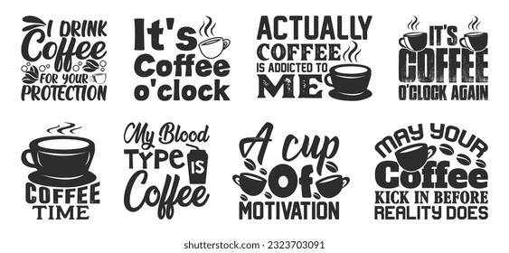 Coffee T shirt Design Bundle, Vector Coffee T shirt  design, Coffee shirt,  Coffee typography T shirt design Collection