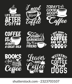 Coffee T shirt Design Bundle, Vector Coffee T shirt, Coffee shirt, Coffee typography T shirt design Collection