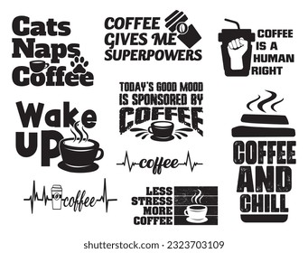 Coffee T shirt Design Bundle, Vector Coffee T shirt  design, Coffee shirt,  Coffee typography T shirt design Collection