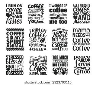Coffee T shirt Design Bundle, Vector Coffee T shirt  design, Coffee shirt,  Coffee typography T shirt design Collection