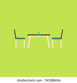 Coffee table with chair vector in green background