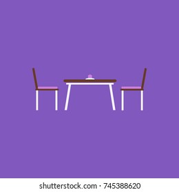 Coffee table with chair vector in purple background