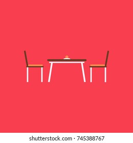 Coffee table with chair vector in red background