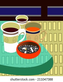 coffee table with cigarettes background vector illustration