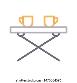 coffee table colour line vector icon