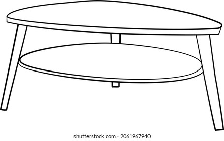 coffee table decorative black and white vector drawing