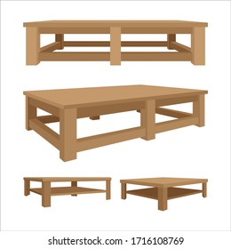 Mesa de café. Diferentes estilos mesas bajas de madera colección de ilustraciones vectoriales. Parte del conjunto. 
