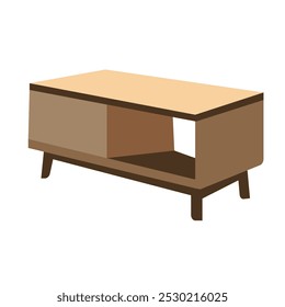 Mesa de centro con cajón aislado sobre fondo blanco