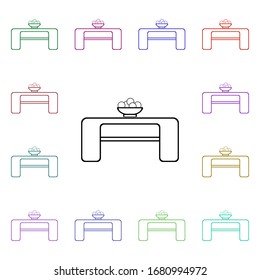 A coffee table with fruit multi color style icon. Simple thin line, outline vector of furniture icons for ui and ux, website or mobile application