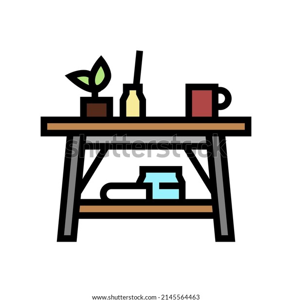 coffee table furniture color\
icon vector. coffee table furniture sign. isolated symbol\
illustration