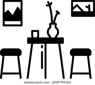Coffee table glyph and line vector illustration