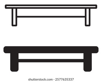 Coffee Table Icon. Bold outline and filled design. Vector Illustration.