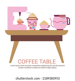 Coffee table icon. Flat vector design. Can be used for web and mobile.