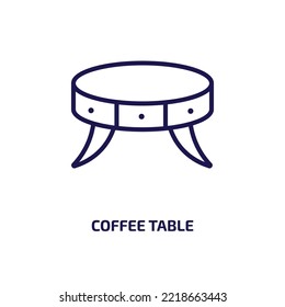 Coffee Table Icon From Furniture  Household Collection. Thin Linear Coffee Table, Table, Coffee Outline Icon Isolated On White Background. Line Vector Coffee Table Sign, Symbol For Web And Mobile