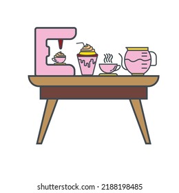 Kaffeetisch-Symbol. Linealer Farbstil. Kann für Web und Mobile verwendet werden.