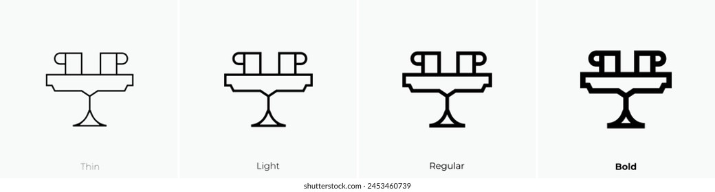 coffee table icon. Thin, Light Regular And Bold style design isolated on white background