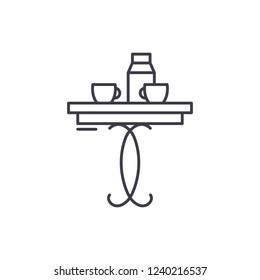 Coffee table line icon concept. Coffee table vector linear illustration, symbol, sign
