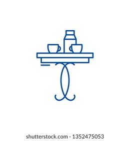 Coffee table line icon concept. Coffee table flat  vector symbol, sign, outline illustration.