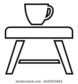 coffee table line icon design. coffee table thin black outline symbol vector illustration. editable stroke icon on transparent background.