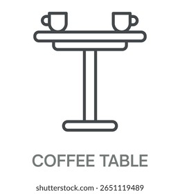 coffee table Line Icon, Outline Symbol Illustration, Editable Stroke perfect for logos and more