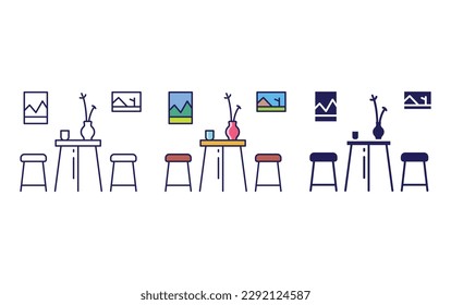 Coffee table line and solid illustration icon