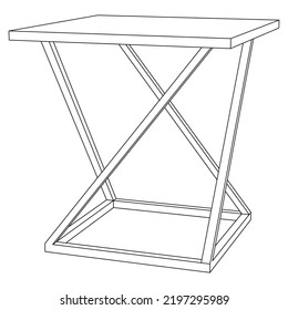 Coffee table line vector illustration, isolated on white background.