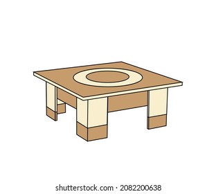 Mesa de café sobre un fondo aislado. Símbolo. Ilustración vectorial.