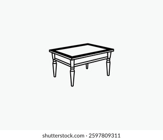 coffee table outline vector art black color illustration design