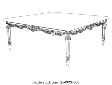 Coffee table outline vector collection. Elegant line art designs for contemporary living spaces. Ideal for interior design projects.