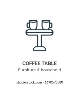 Coffee table outline vector icon. Thin line black coffee table icon, flat vector simple element illustration from editable furniture and household concept isolated stroke on white background