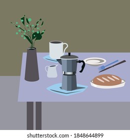 The coffee table with sourdogh bread. - Powered by Shutterstock - Get 15% off with code: PIKWIZARD15