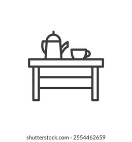 Coffee Table thin liner icon vector.