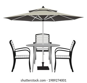 Coffee table and three chairs. vector illustration