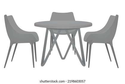 Coffee table and three chairs. vector illustration