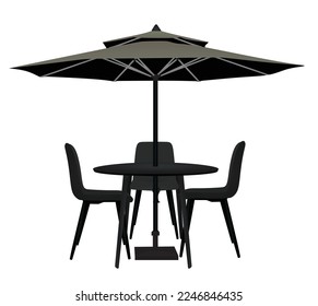 Coffee table and three chairs. vector illustration