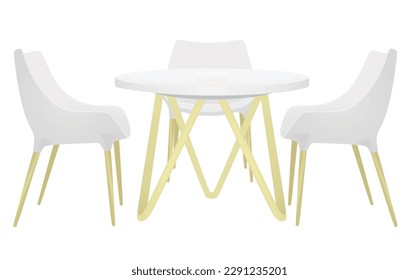 Coffee table and three chairs. vector illustration