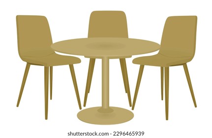 Coffee table and three chairs. vector illustration