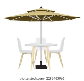 Coffee table and three chairs. vector illustration