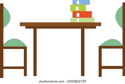 Coffee table and three chairs. vector illustration.Classic wooden chair vector illustration on white background.Chair vector comfortable furniture