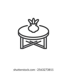 Coffee Table Tray line icon. linear style sign for mobile concept and web design. A decorative tray with flowers outline vector icon. Symbol, logo illustration. Vector graphics