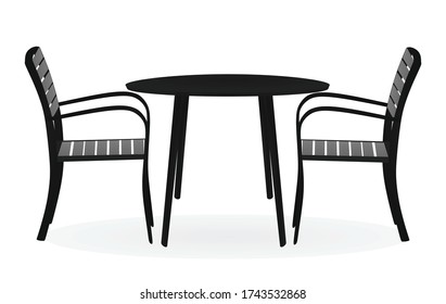 Coffee table and two chairs. vector illustration