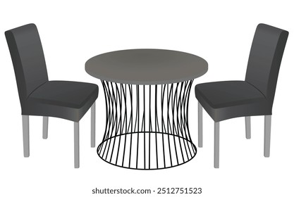 Mesa de café e duas cadeiras. ilustração vetorial