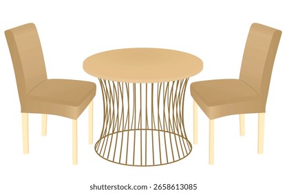 Coffee table and two chairs. vector illustration	